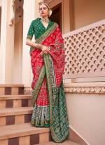 Silk Red Festival Wear Printed Saree